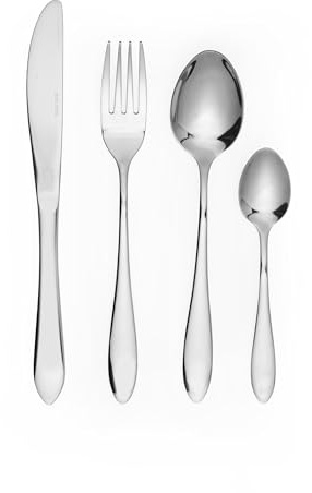 Salter COMBO-8754 Harrogate 48-Piece Cutlery Set - Flatware Service for 12, Includes Knives, Forks, Tablespoons and Teaspoons, Stainless Steel Silverware, Dishwasher Safe Tableware, 25 Year Guarantee