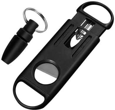 Ceozon Cigar Cutter V Stainless Steel Double Blade Cigar Scissors Accessories Tool with Cigar Punch for Cigar Lovers Gift Set (Black-Cigar Cutter)