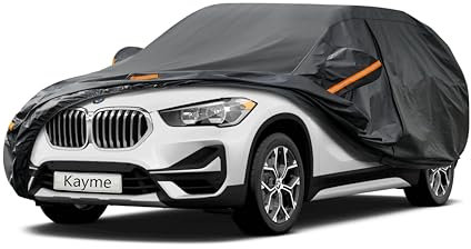 Kayme Telo Copriauto da Esterno, Compatibile con BMW X1 (2009-2025), Copertura a 7 Starti per Impermeabile Anti UV Anti Vento Antipolvere, Telo Copri con Cerniera e in Cotone.