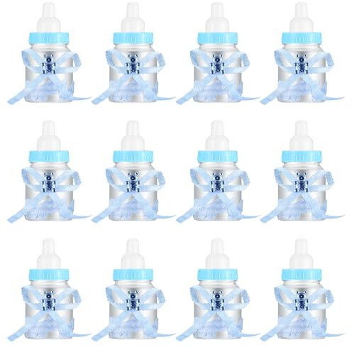 12 botellas de caramelo, biberón de leche, biberones para bebés, bautizos, baby shower de invitados, caja de regalo reutilizable, decoración para baby shower, fiestas, bautizos, color azul