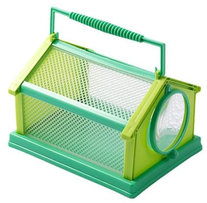 Insektskådningsbur för utomhusbruk, avelsbur för silkesmaskar, 20 x 15 x 13 cm, insektsfjärilsbur, bärbar, andningsbar, liten djurbur (sjöblå)
