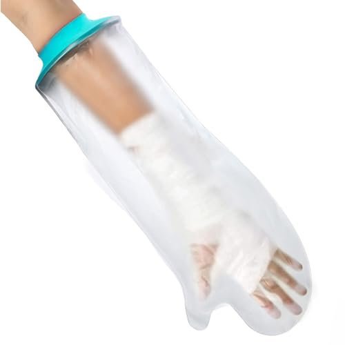 Cast Cover Arm for Adult, Reusable Waterproof Cast and Bandage Protector for Shower, Watertight Seal Cast Bag, Soft Comfortable Arm Cast Cover Protection for Hand, Finger, Wrist (Blue)