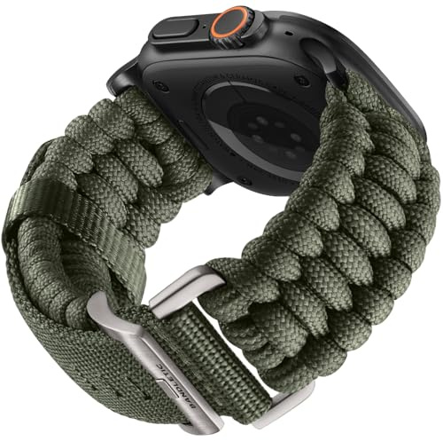 Bandletic Nylonarmband kompatibelt med Apple Watch Ultra 2, 49 mm, 45 mm, 46 mm, 44 mm för iWatch Series SE 10, 9, 8, 7, 6, 5, 4, 42 mm (3, 2, 1), sportband för män och kvinnor