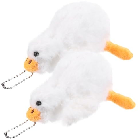 GLSTOY Porte-clés en Peluche Oie Douce 11 Cm pour Paquet à Dos, Lot De 2, Décoration Suspendue Légère en Coton PP, Accessoire pour Garçon Et Filles Et Adolescents