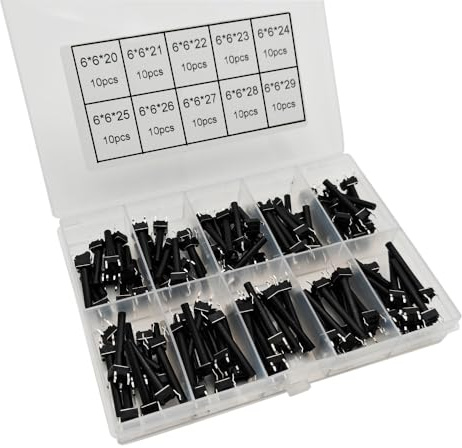Gebildet Kit Surtido de 100 Interruptores Pulsadores Táctiles Micro Momentáneos de 6 x 6mm, 4 Pines, 10 Valores