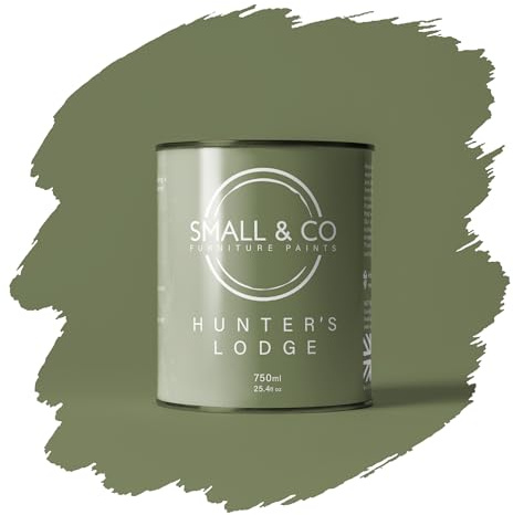Small & Co Furniture Paint – Hunter's Lodge (muted olive green—earthy and robust) | Premium Water-Based Matte Acrylic for Cabinets & Wood | Strong Adhesion, Low Odour, Quick Dry | 750ml
