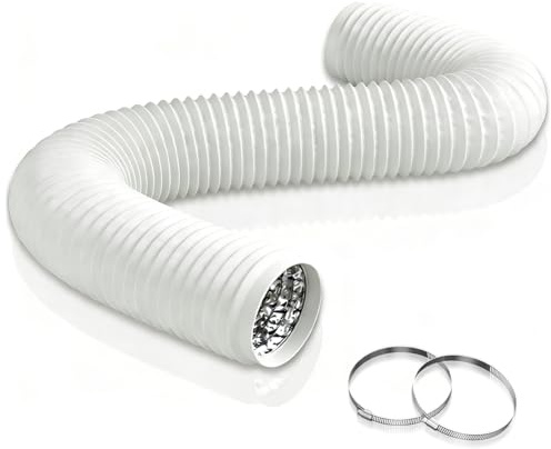 Aygrochy 100 mm PVC frånluftsslang, 6 meter ventilationsslang med 2 slangklämmor rostfritt stål för mobil luftkonditionering, torktumlare, frånluftsfläkt, ventilationssystem