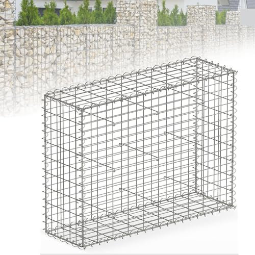 Floordirekt Lenox - Panier à pierres en métal galvanisé - 100 x 90 x 30 cm - Maillage de 5 x 10 cm - Mur de pierre comme clôture de jardin - Grille de gabion comme brise-vue