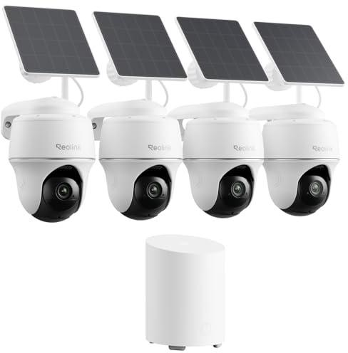 Reolink Kit de Sécurité Solaire 360° 2K - Système 4 Caméras Extérieures avec Détection IA, Stockage Local, Home Hub Mini+4X Argus PT Lite+Panneau Solaire, pour Une Surveillance Sereine 24/7