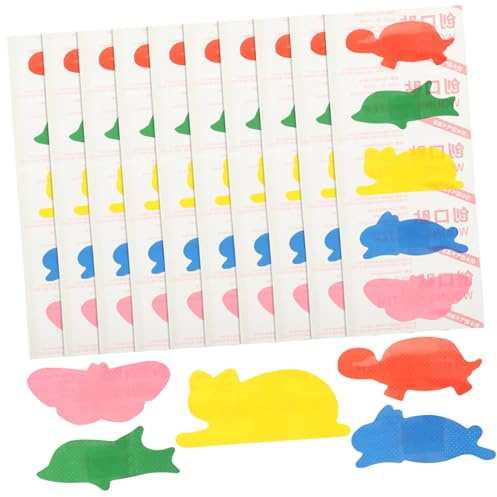 WEKADRIN 4 Boxes Cartoon Animal Adhesive Bandages Colorful Hemostatic Wound Patches for Easy-Tear Skin-Friendly Plasters Stop Bleeding Promote Healing for Boys
