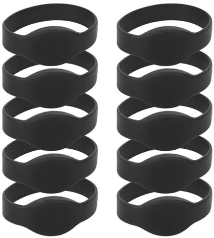 Dioche armband 10 St -armband Silikonarmband IP68 Vattentätt ID-kort för Simbassänger, Gym och åtkomstkontroll (Svart)