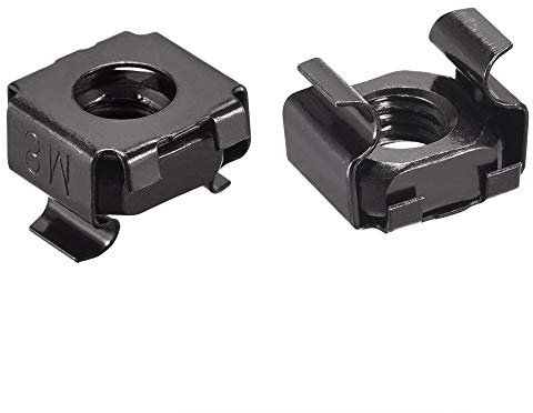 sourcing map Snap-in Cage Nuts - M8 x 1.25mm Carbon Steel Metric Nut for Server Shelve Cabinet 10pcs