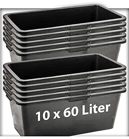 Kieskönig 10 STK. 60 Liter Mörtelkasten Pflanzwanne Tuppe Zementkübel Maurerkasten