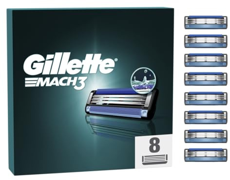 Gillette Mach3 Recharges De Lames De Rasoir Pour Homme, À 3 Lames, 8 Recharges, Plus Résistantes Que L’Acier