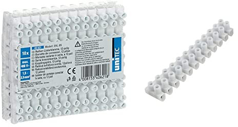 Unitec 40621 Lüsterklemme 10 Stück | 12 polig | bis 380 Volt einsetzbar | 1,5-2,5 mm² | transparent & 40622 Lüsterklemme 10 Stück | 12 polig | bis 380 Volt einsetzbar | 1,5-6,0 mm²| transparent