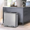 Panana 60L Dual Rubbish Bin,Stainless Steel Double Bucket Trash Can Rubbish Pedal Bin,2 Compartment Step On Kitchen Garbage Recycling Bin 30L+30L Steel Dustbin(Silver,60L)