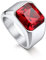 Bandmax Ring Rot Damen Siegelring Edelstahl Ringe Herren Größe 54mm Ring mit Stein 12MM breit Bandring Solitär Ring Accessoires Herren Schmuck