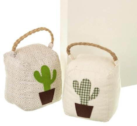 Tope de Puerta Original Decorativo de Cactus de Tela Natural Arena de 12x10x15 cm (2 unidades)