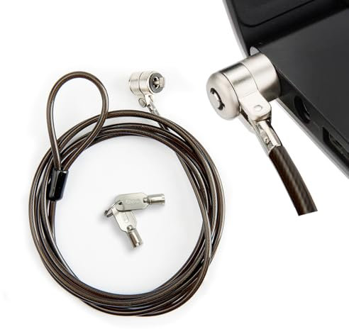 Candado para ordenador portátil, cable de seguridad de 2 m de largo, diámetro de 4 mm, cable de bloqueo para tablet, 2 llaves de acero resistente, para Dell, Samsung y todos los demás portátiles y