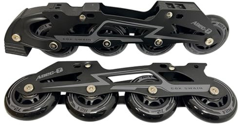 Cox Swain Inline Skate Aluschiene Komplettset mit ABEC 7 Kugellagern und leisen Gummirollen, passend Schlittschuhe: Black Ice, Push, Sneak - Black Gr. S