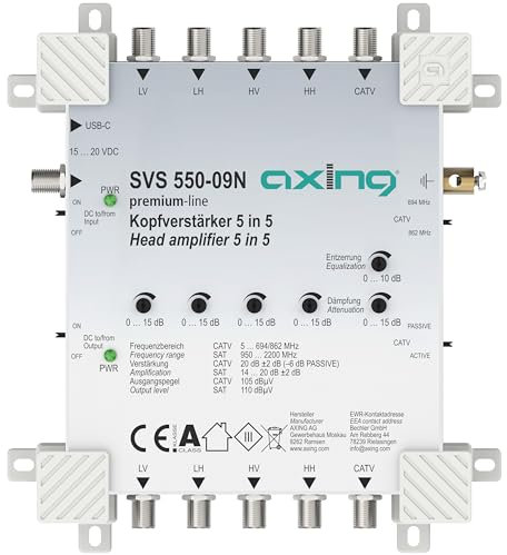 Axing SVS 550-09N Amplificateur de tête 5 Fois 20 DB pour commutateur Multiple Satellite SPU 5xx-09N