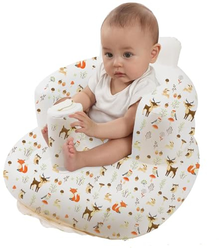 BOHEMIABY Inflatable Baby Chair for 3-36 Months, Portable Blow Up Baby Chair Built-in Air Pump, Soft Back Support for Toddlers Learning to Sit & Feeding, Indoor & Outdoor Use(Animal)