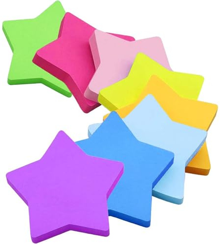 jatimdotin 560 Blatt Farbige Haftnotizen, Selbstklebende Klebezettel, Stern Haftnotizen, 8 Brillante Farben, Page Marker für Erinnerung Checkliste oder To Do, 70 x 70 mm
