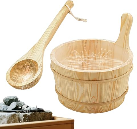 Birtern Kit per sauna – Secchio in legno per sauna, per doccia a tenuta stagna, capacità 4 l, strumenti da bagno per giardino, hotel, esterno, cortile, casa, bagno turco, appartamento casa