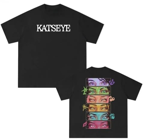 KATSEYE Merch Camiseta Unisex Algodón Moda Manga Corta Harajuku Estilo Hip-Hop Verano Camiseta-Black||s