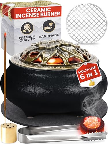 Resin Incense Burner Bowl Set for Charcoal, Frankincense & Resin â Heat-Resistant Censer Incense Holder for Cones & Sticks with Clean Ash Catcher for Home Fragrance, Relaxation & Traditional Use