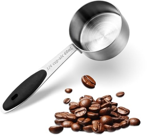 Gjinxi Cucharas medidoras de 60 ml (1/4 taza) de acero inoxidable ideal para café en polvo, café molido, té, espresso, azúcar, leche y café en polvo