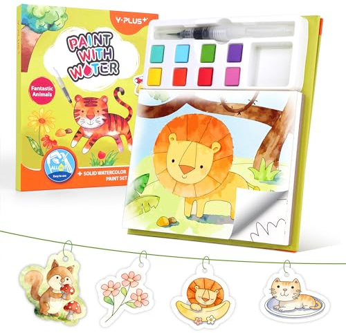 YPLUS Livre de Coloriage à l'Eau pour Enfants 3-4 Ans, Animaux | Livre Peinture Magique avec Stylo à Eau, Loisirs Créatifs Sans Désordre, Cadeau Aquarelle Enfant, Activité Voyage Idéale
