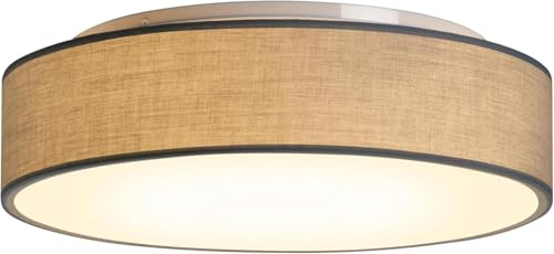 Madera Nieve Plafón de Techo Redondo de Tela 50 cm, Pantalla Textil con 3 Casquillo E27 (40W máx.) Lámpara de Techo para Salón, Dormitorio, Pasillo o Habitación Infantil,Sin bombilla (Taupe, 50)