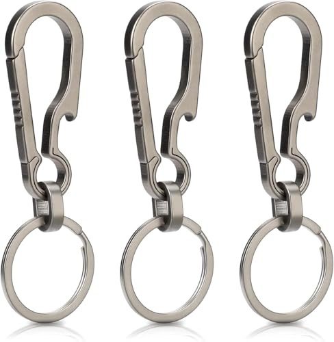 3-pack titankarbinhake nyckelringsklämmor – kraftig snabbfrigöring med nyckelring för ryggsäckar