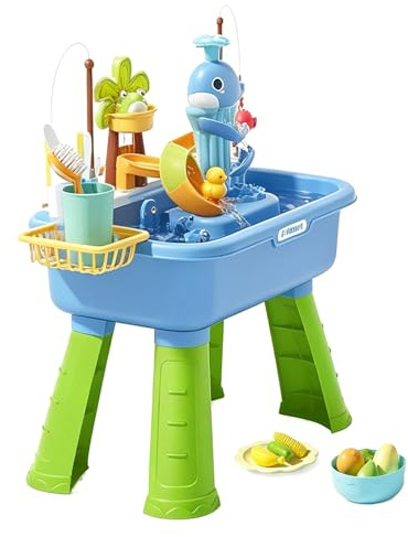 Kaeltsyn Set Giochi Acquatici educativi con Gioco Uccelli rotanti e Area Lavaggio per Bambini Che imparano Attraverso Le Bambole