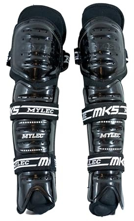 MyLec MK5 Street/DEK Shin Pad, Lightweight & Durable Hockey Accessories, 360° Velcro Straps, Hard Front Shells, Breathable Material, Metatarsal Padding Street Hockey Shin Guards, Foam Rubber(15,Black)