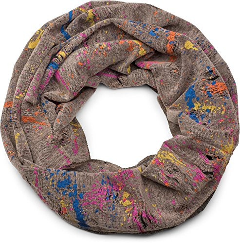 styleBREAKER écharpe ronde avec motif tâche de couleur, style vintage effet usé, écharpe, tissu, unisexe 01017050, couleur:Marron