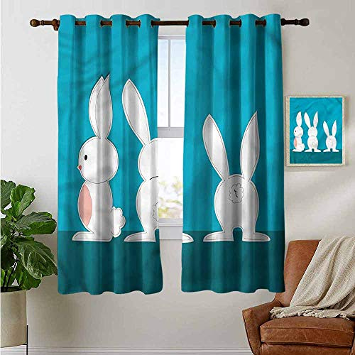 petpany Värmeisolerad mörkläggningsgardin kanin, tecknad fluffig påskhare, mörkläggningsgardiner för sovrum vardagsrum 107 cm x 160 cm
