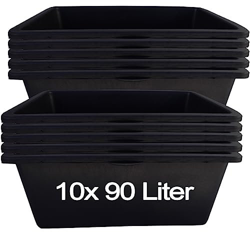Hossi's Wholesale – 10 Stück Mörtelwanne 90 Liter für Baustelle, Haushalt, Garten, Industrie UVM. – Mörtelkübel für Mörtel, Beton, Schutt & Baustoffe – extrem Stabiler Baueimer mit verstärktem Boden