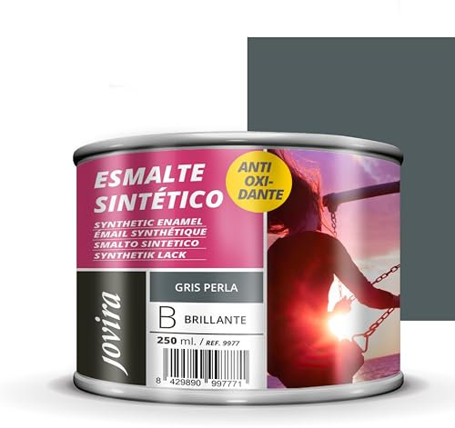JOVIRA PINTURAS Esmalte Sintético Antioxidante. Esmalte directo sobre oxido. Para la protección y decoración de superficies de madera, hierro y acero. Brillante (250 Mililitros, Gris Perla)