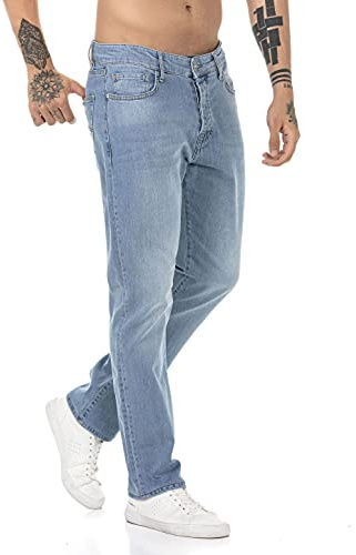 RED BRIDGE Jean pour Homme Denim Pants Jeans Straight Cut Bleu Clair W32L32