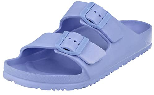 Yinka Shoes Damen EVA-Sandalen mit doppelter Schnalle, blau, 39 EU