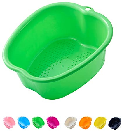 AXLOFO® Cubo para remojar pies, bañera de pies de plástico Resistente, bañera para pediluvio, Masaje, desintoxicante, 8 Colores (bañera-Green)