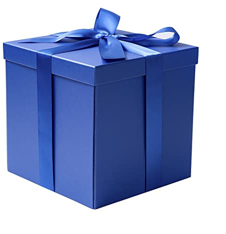 RUSPEPA Confezione Regalo Di Compleanno Media Con Coperchi, Nastro E Carta Velina, Confezione Regalo Pieghevole - 1 Pz, 23 X 23 X 23 cm, Blu Reale