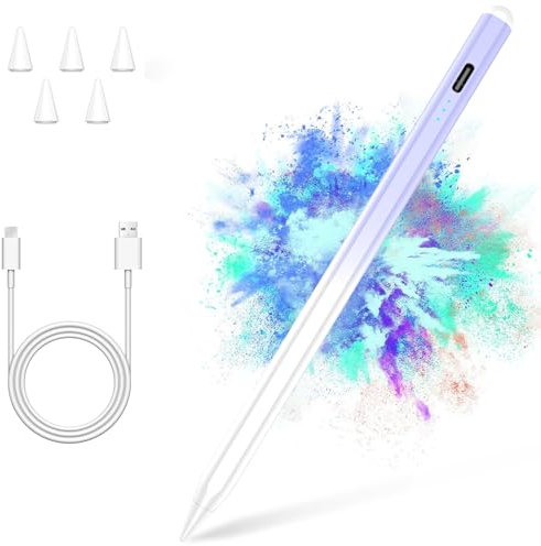Stylus Pen for iPad 2018-2023 with Palm Rejection, Apple Pencil for iPad 10th/9th/8th/7th/6th Gen, iPad pen for iPad Pro 11/12.9 inch, iPad Air 5th/4th/3th Gen, iPad Mini 6th/5th Gen with 5 Extra Tips