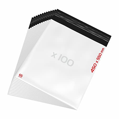 Cleverry 100 Stück Versandbeutel aus Plastik 450mm x 550mm, Versandtasche Wasserdichte Plastikversandbeutel, Selbstklebend Versandtüten aus Plastik für Kleidung und Textilien