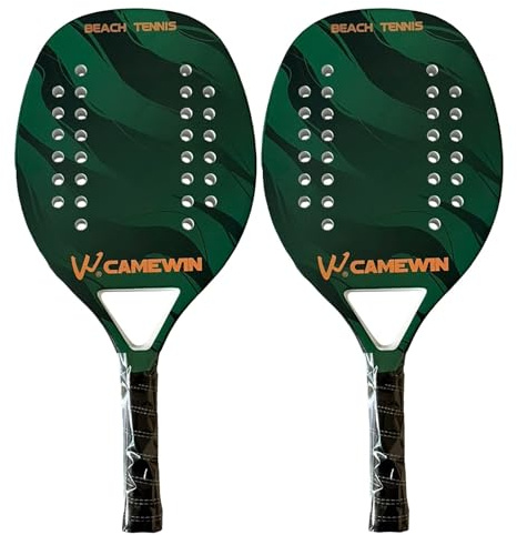 2 raquetas de tenis de playa de carbono, superficie de grano de fibra de carbono con núcleo de espuma viscoelástica EVA con bolsa for raqueta de tenis, equipo unisex for diversión en el patio trasero