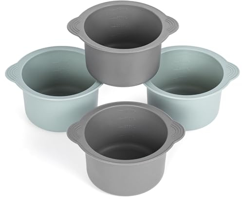 Pietuley 4Pcs Large Ramekins for Air Fryer, Silicone Air Fryer Egg Mould, Large Muffin Cases for Airfryer, Egg Poacher for Airfryer Accessories Oven Microwave Yorkshire Pudding Cupcakes Cases Tray