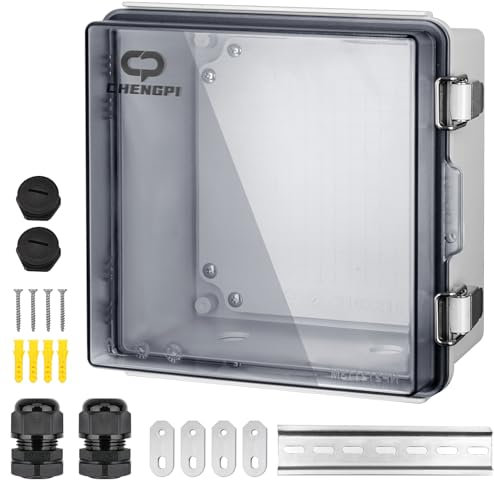 CHENGPI Scatola Elettrica da Esterno,Armadio Elettrico Da Esterno,IP66 Scatola Derivazione Stagna Da Parete, Alloggiamento in Plastica ABS, Quadro Elettrico Esterno 210×210×130MM