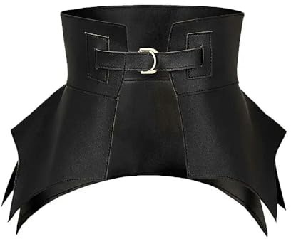 SMMZRF Corsetto Cintura Nera in Pelle Marrone E Larghezza Punk in Stile Punk da Donna Vestito di Moda Cappotto Cintura-Nero